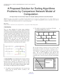 A Proposed Solution for Sorting Algorithms Problems by Comparison Network Model of Computation