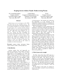 Keeping Secrets Within a Family: Rediscovering Parnas