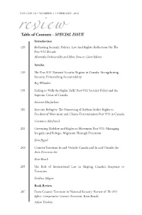 Table of Contents