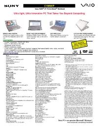 C1MW/P Sony VAIO® C1 Picturebook® Notebook