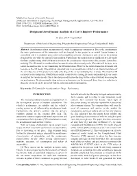 Design and Aerodynamic Analysis of a Car to Improve Performance