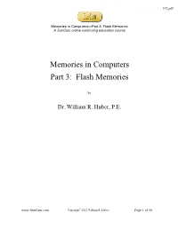 Memories in Computers Part 3: Flash Memories