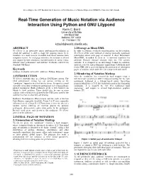 Real-Time Generation of Music Notation Via Audience Interaction Using Python and GNU Lilypond Kevin C