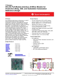 RS-232 Full Modem Interface (8-Wire) Module for Protection Relay, IED, and Substation Automation Reference Design