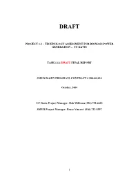 Technology Assessment for Biomass Power Generation – Uc Davis