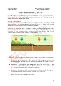 Topic- Soils of India (Unit-Ist)