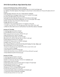 2013 Kevin & Bean Clips Listed by Date