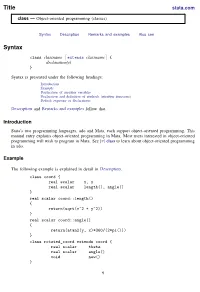 Class — Object-Oriented Programming (Classes)