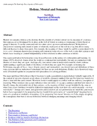 Holism, Mental and Semantic