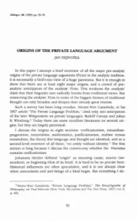 ORIGINS of the PRIVATE Language ARGUMENT 59