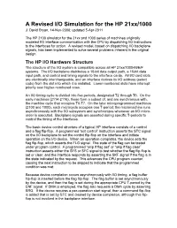 A Revised I/O Simulation for the HP 21Xx/1000 J