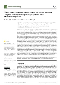 Data Assimilation for Rainfall-Runoff Prediction Based on Coupled Atmospheric-Hydrologic Systems with Variable Complexity