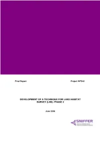 Development of a Technique for Lake Habitat Survey (Lhs): Phase 2