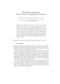 No Random, No Ransom: a Key to Stop Cryptographic Ransomware