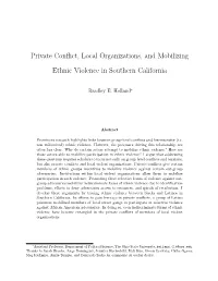 Private Conflict, Local Organizations, and Mobilizing Ethnic Violence In