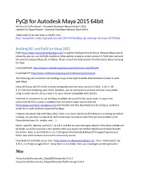 Pyqt for Autodesk Maya 2015 64Bit