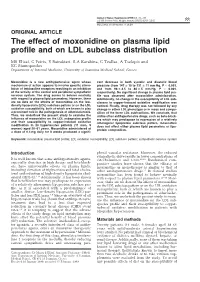The Effect of Moxonidine on Plasma Lipid Profile and on LDL Subclass