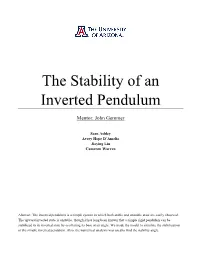 The Stability of an Inverted Pendulum