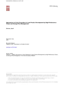 Approaches to Crisis Prevention in Lean Product Development by High Performance Teams and Through Risk Management