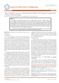 “Direct Pattern on Loom”-An Innovative Method of Garment Construction