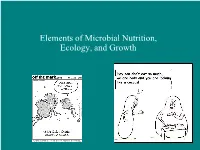 Elements of Microbial Nutrition, Ecology, and Growth