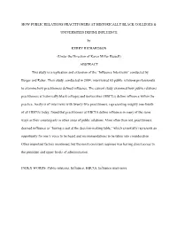 How Public Relations Practitoners at Historically Black Colleges &