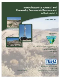 Mineral Resource Potential and Reasonably Foreseeable