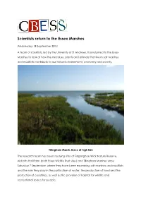 Scientists Return to the Essex Marshes