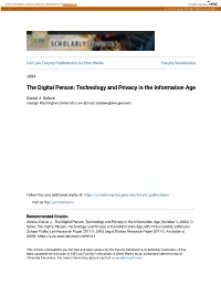 The Digital Person: Technology and Privacy in the Information Age
