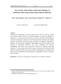 An Overview of the Status, Trends and Challenges of Freshwater Fish Research and Conservation in Malaysia