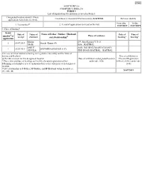 ANNEXURE 5.8 (CHAPTER V, PARA 25) FORM 9 List of Applications For