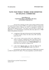 Annual Report on Capital Works Reserve Fund Block Allocations for the 2006-07 Financial Year