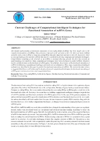 Current Challenges of Computational Intelligent Techniques for Functional Annotation of Ncrna Genes