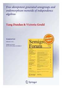 Free Idempotent Generated Semigroups and Endomorphism Monoids of Independence Algebras
