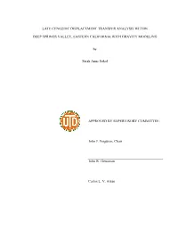 Late Cenozoic Displacement Transfer Analysis Within Deep Springs