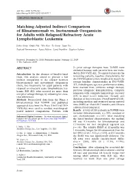 Matching-Adjusted Indirect Comparison of Blinatumomab Vs