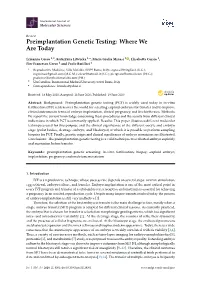 Preimplantation Genetic Testing: Where We Are Today