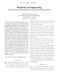 Relativity in Engineering Characteristics and Performance of Global Positioning Systems