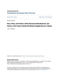 Urban Renewal, Redevelopment, and Stories of the Historic Buttermilk Bottom Neighborhood in Atlanta