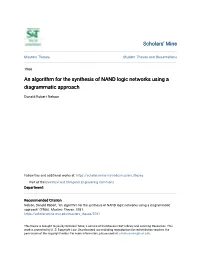 An Algorithm for the Synthesis of NAND Logic Networks Using a Diagrammatic Approach