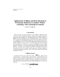 Applications of Elliptic and Theta Functions to Friedmann–Robertson–Lemaˆıtre–Walker Cosmology with Cosmological Constant