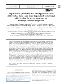 Exposure to Permethrin Or Chlorpyrifos Causes Differential Dose- and Time-Dependent Behavioral Effects at Early Larval Stages of an Endangered Teleost Species