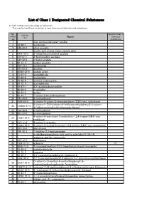List of Class 1 Designated Chemical Substances