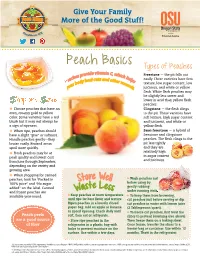 Peach Basics Types of Peaches E Vitamin C Provid , Whi Freestone — the Pit Falls out Es Ch H Ch Cuts an El Easily