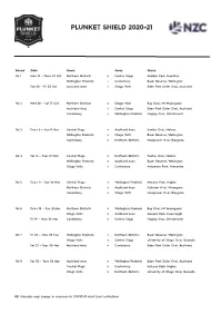 Plunket Shield Schedule