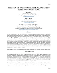 A Review of Existing Operational Risk Management Decision Support Tool