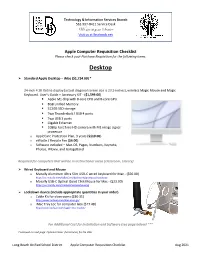 Apple Computer Requisition Checklist Please Check Your Purchase Requisition for the Following Items