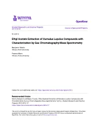 Ethyl Acetate Extraction of Humulus Lupulus Compounds with Characterization by Gas Chromatography-Mass Spectrometry