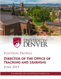 Position Profile Director of the Office of Teaching and Learning June 2019