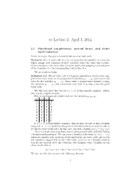 6C Lecture 2: April 3, 2014